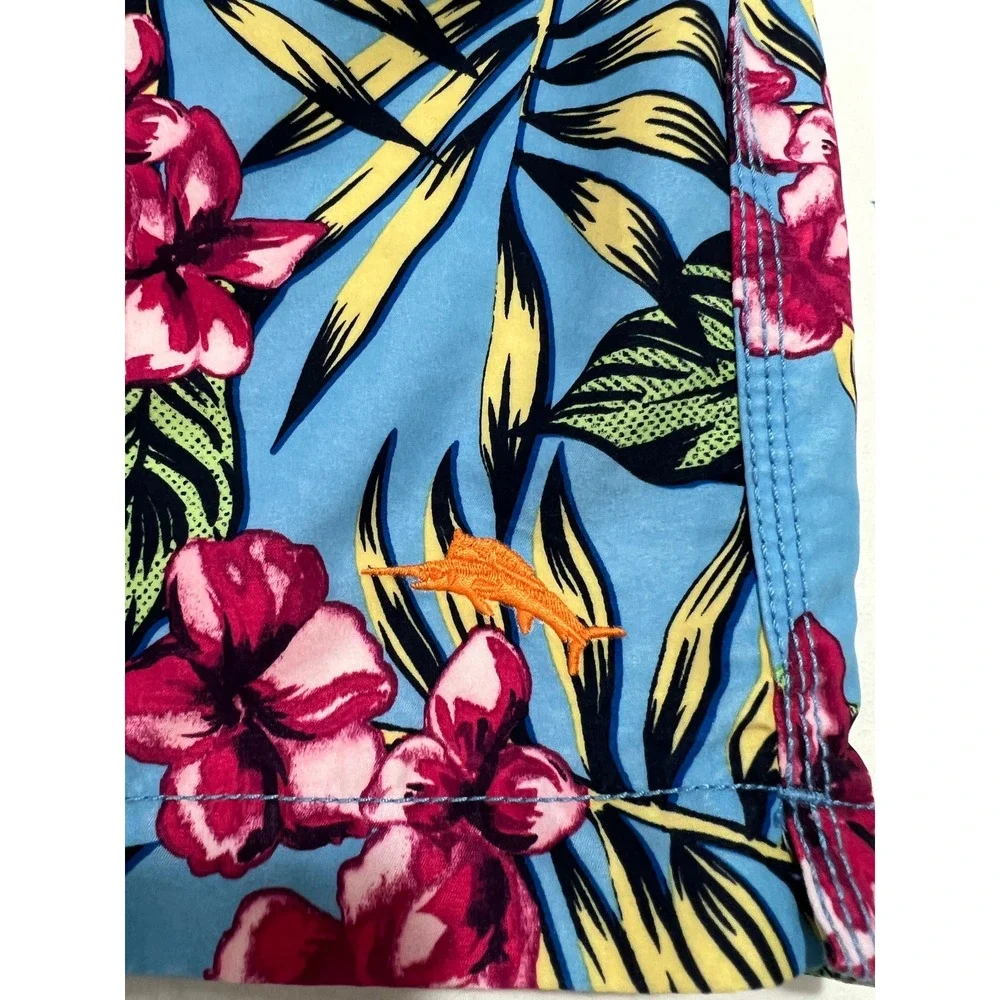 Tommy Bahama Swim Trunk Men XL Blue Floral Tropical Cargo Pocket Board Short F25